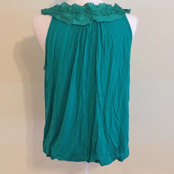 ALFANI Petite sleeves flower green bubble top - Picture 3 of 5